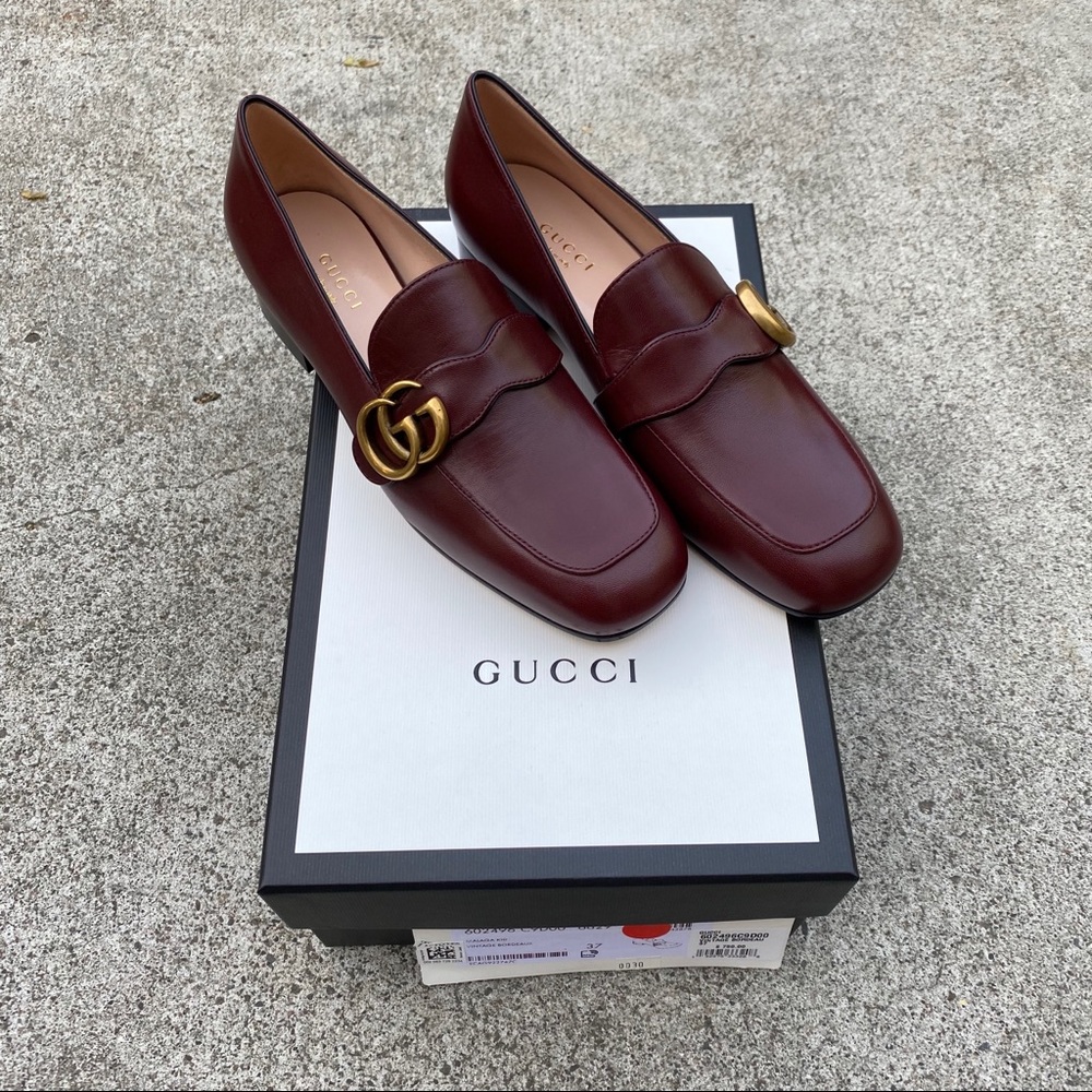 NWT Gucci Maramont Logo Leather Loafers
